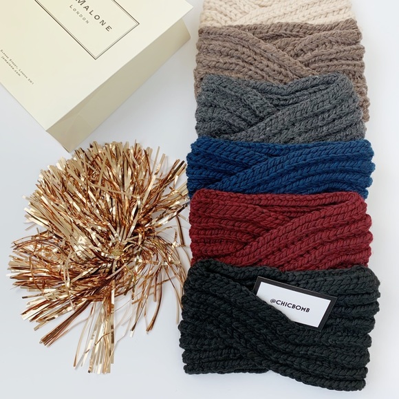 Chunky Cozy Winter Knit Headband- DARK GRAY - Picture 2 of 9